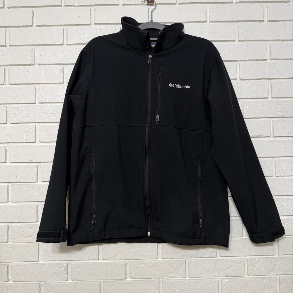 Columbia Black Softshell Jacket Women’s Large Full Zip Fleece Lined